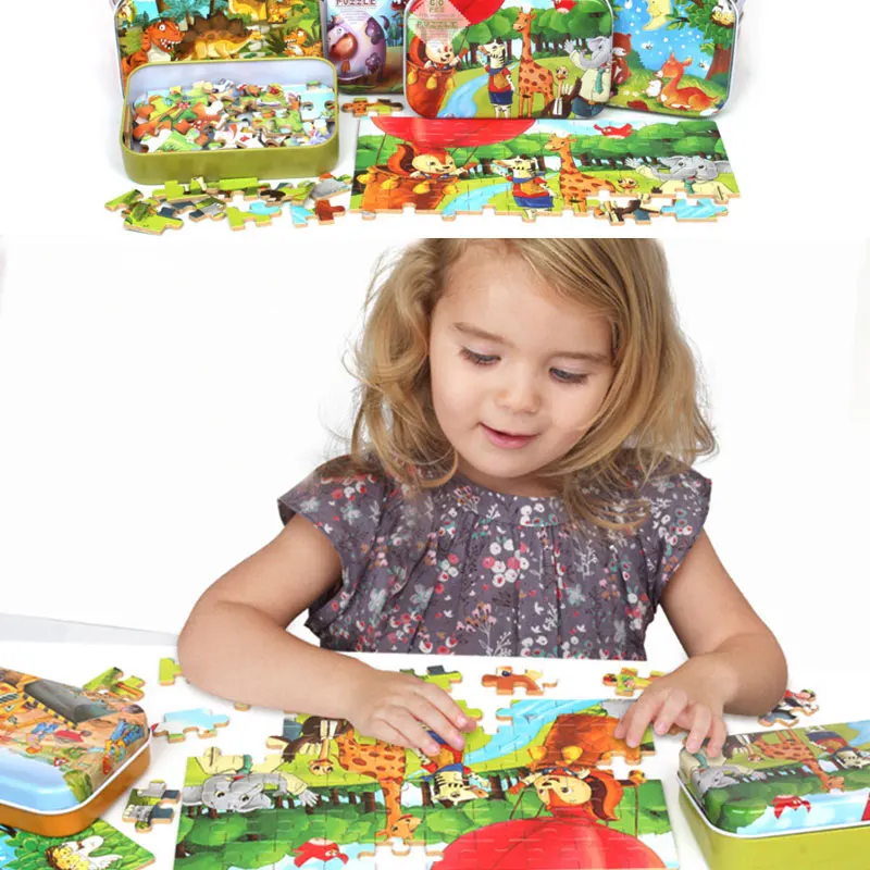 60 Pieces Of Wooden Puzzle Iron Boxed Cartoon Animal Colorful Children's Toys Early Education Baby Puzzle
60 Pieces Of Wooden Puzzle Iron Boxed Cartoon Animal Colorful Children's Toys Early Education Baby Puzzle
