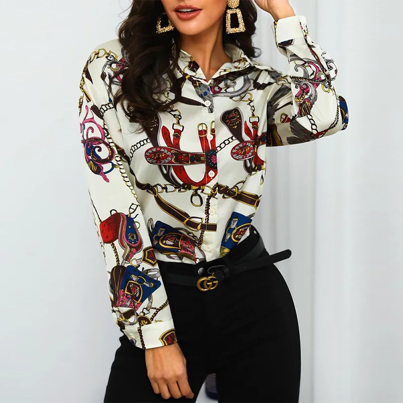 2019 Women Scarf Print Button Up Casual Shirt Blouse Office Lady Long Sleeve Elegant Turn Down Collar Shirts Camisas Mujer
2019 Women Scarf Print Button Up Casual Shirt Blouse Office Lady Long Sleeve Elegant Turn Down Collar Shirts Camisas Mujer