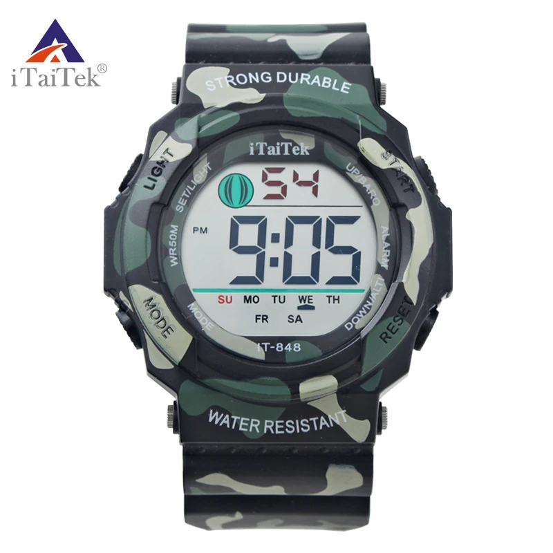 iTaiTek men sport Watch 50m Waterproof Backlit night vision multi-function watch 7 colors Digital electronic male watches | Наручные часы