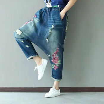 2017 Embroidered Floral Harem Spliced jean Washed Baggy Drop Crotch Denim Pantalon Femme hiphop Punk Boho Cross Pants G060501
2017 Embroidered Floral Harem Spliced jean Washed Baggy Drop Crotch Denim Pantalon Femme hiphop Punk Boho Cross Pants G060501
