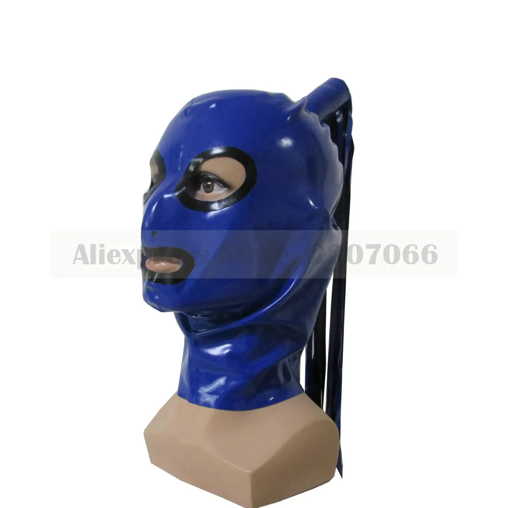 Latex hoods exotic handmade hot fetish mask heroine hood women headgear customized size with one tress wig hair RLM070 
Latex hoods exotic handmade hot fetish mask heroine hood women headgear customized size with one tress wig hair RLM070