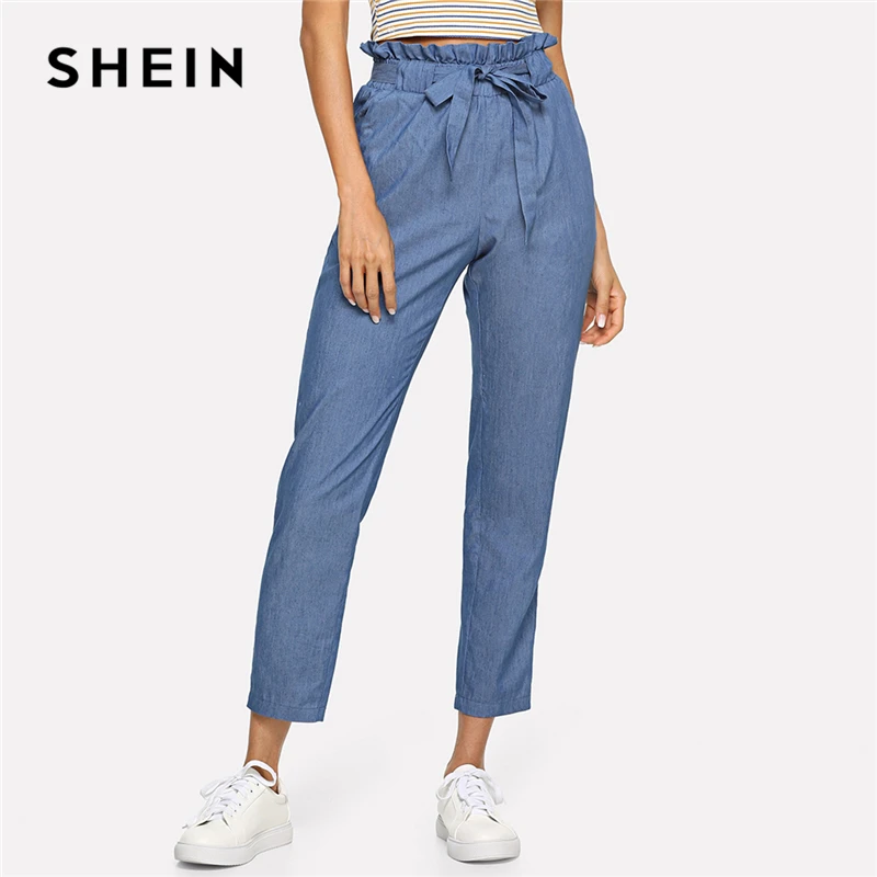 SHEIN Blue Weekend Casual Belted Ruffle Mid Waist Straight Leg Solid Pants Summer Women Going Out Trousers
SHEIN Blue Weekend Casual Belted Ruffle Mid Waist Straight Leg Solid Pants Summer Women Going Out Trousers