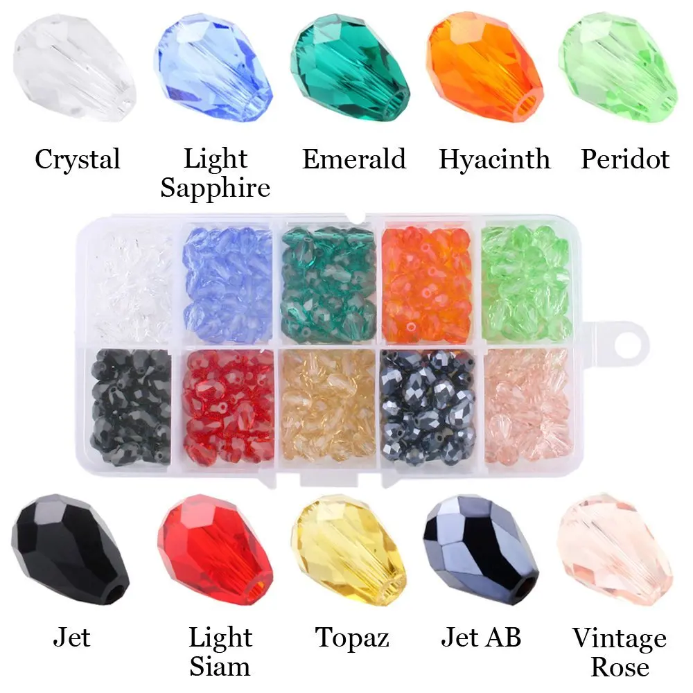 Cristal Tear Drop Beads (70pcs/lot) 6X8MM Straight Hole Faceted Glass Stones Charms for Jewelry Materials to Make Necklaces
Cristal Tear Drop Beads (70pcs/lot) 6X8MM Straight Hole Faceted Glass Stones Charms for Jewelry Materials to Make Necklaces