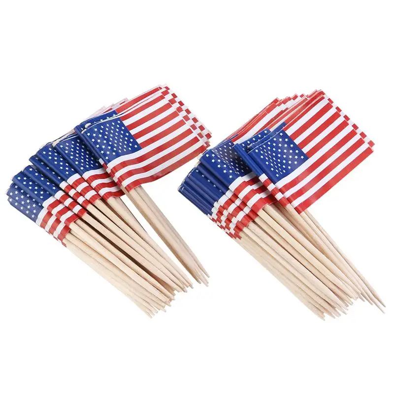 Description Picture 2 of item100pcs US Flag Picks American Flag Food Toothpicks Party Accessory