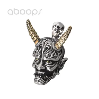 Gothic 925 Sterling Silver Ghost Pendant with Golden Horns for Men Boys Free Shipping
Gothic 925 Sterling Silver Ghost Pendant with Golden Horns for Men Boys Free Shipping
