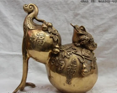 xd 001626 China Folk Copper Bronze Fengshui Fu Shou Lucky Wealth Three-legged Toad Gourd
xd 001626 China Folk Copper Bronze Fengshui Fu Shou Lucky Wealth Three-legged Toad Gourd
