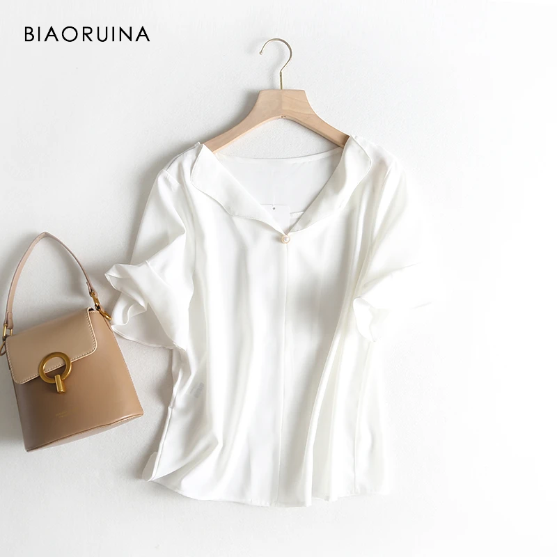 BIAORUINA Women Loose Fashion Chiffon Summer V-neck Shirt Short Butterfly Sleeve Girls Casual Solid Sweet Shirts Tops
BIAORUINA Women Loose Fashion Chiffon Summer V-neck Shirt Short Butterfly Sleeve Girls Casual Solid Sweet Shirts Tops