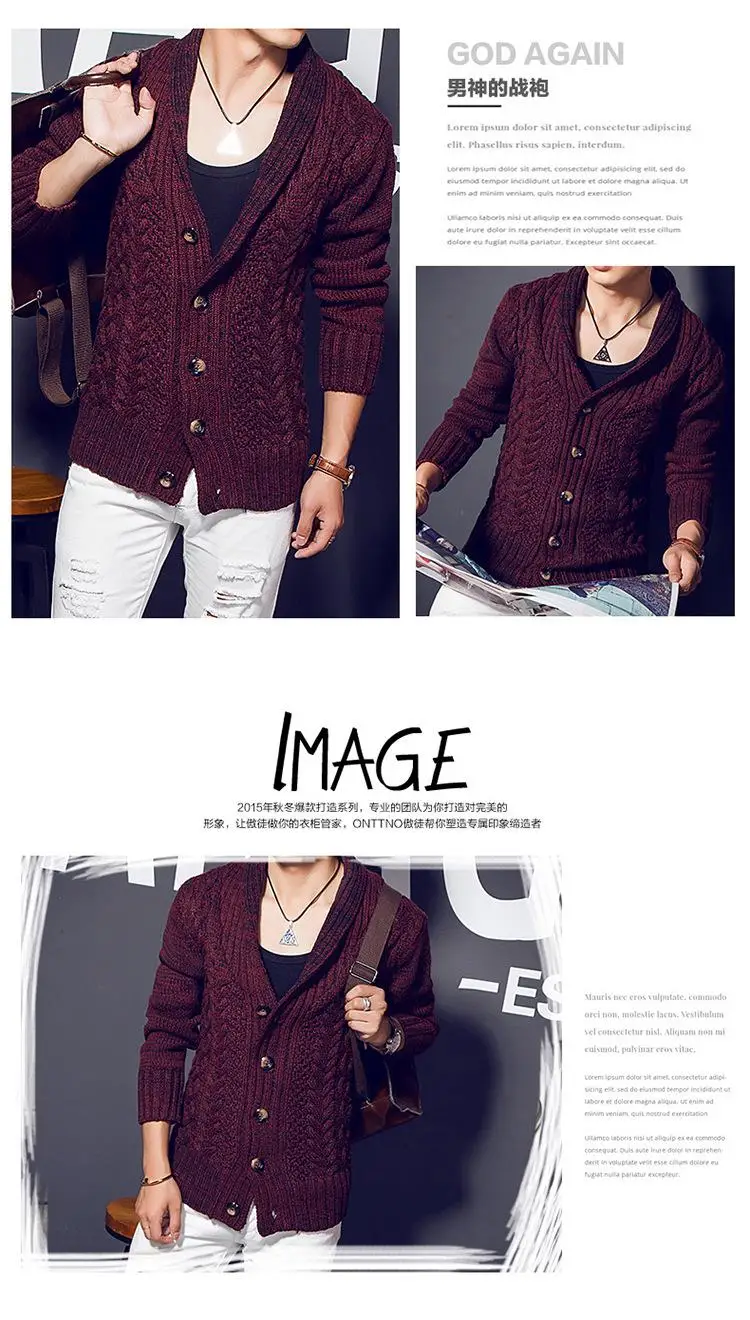 Men's 2020 autumn and winter sweater knit cardigan sweater Korean version of the lapel thick sweater coat sweater men Men Men's 2020 autumn and winter sweater knit cardigan sweater Korean version of the lapel thick sweater coat sweater men Men