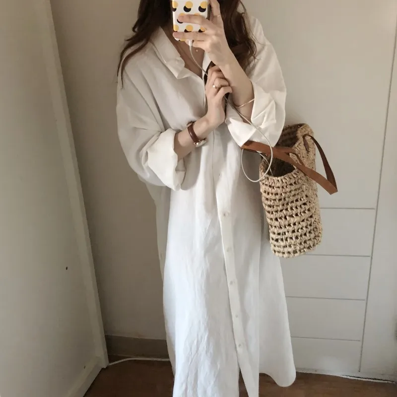 Cotton Linen Plus Size Oversized Korean Summer Loose Sun Long Shirt Single Button Dress Vintage Split Vestidos Robe Blusa
Cotton Linen Plus Size Oversized Korean Summer Loose Sun Long Shirt Single Button Dress Vintage Split Vestidos Robe Blusa