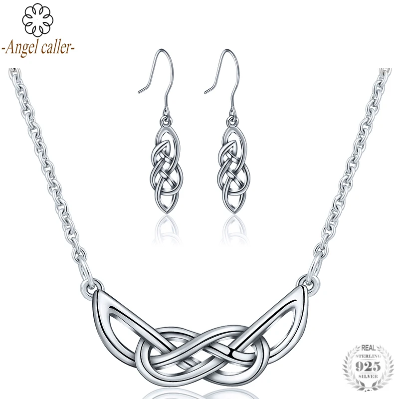 Angel Caller 925 Silver Endless Love Symbol Jewelry Sets Necklaces Earrings Sterling Sliver Celtics Eternity Knot for Women Girl
Angel Caller 925 Silver Endless Love Symbol Jewelry Sets Necklaces Earrings Sterling Sliver Celtics Eternity Knot for Women Girl