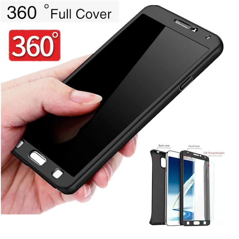 ZEALLION For Samsung Galaxy Note 4 N9100 Case New Hybrid 360 Degree Full Protective Hard PC With Tempered Glass |