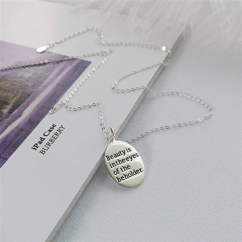 Flyleaf Letter Elliptical Tag Necklaces & Pendants Real 925 Sterling Silver Necklace For Women vintage Chain Fine Jewelry
Flyleaf Letter Elliptical Tag Necklaces & Pendants Real 925 Sterling Silver Necklace For Women vintage Chain Fine Jewelry