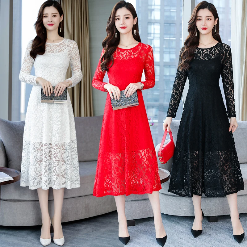 2019 Korean Women Elegant Bodycon White Dress Party Long Sleeve Vestidos Plus Size Spring Vintage Sexy Black Lace Midi Dresses
2019 Korean Women Elegant Bodycon White Dress Party Long Sleeve Vestidos Plus Size Spring Vintage Sexy Black Lace Midi Dresses