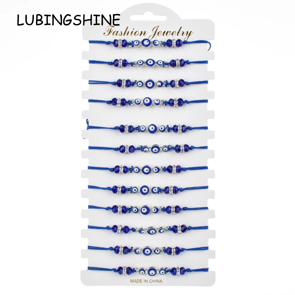 Couples Women 12pcs/Sets Blue Turkish Evil Eye Charms Bracelets Crystal Bead Adjustable Rope Chain Anklets Child Girl Jewelry
Couples Women 12pcs/Sets Blue Turkish Evil Eye Charms Bracelets Crystal Bead Adjustable Rope Chain Anklets Child Girl Jewelry