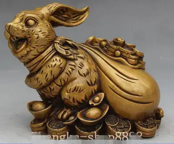 6" Marked Chinese Fengshui Bronze Wealth Money YuanBao Rabbit rabbit hare Statue
6" Marked Chinese Fengshui Bronze Wealth Money YuanBao Rabbit rabbit hare Statue