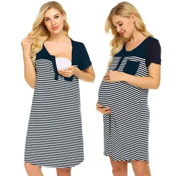 Summer Women Maternity Short Sleeve Pocket Striped Nursing Dress For Breastfeeding Clothes Casual robe photo grossesse
Summer Women Maternity Short Sleeve Pocket Striped Nursing Dress For Breastfeeding Clothes Casual robe photo grossesse
