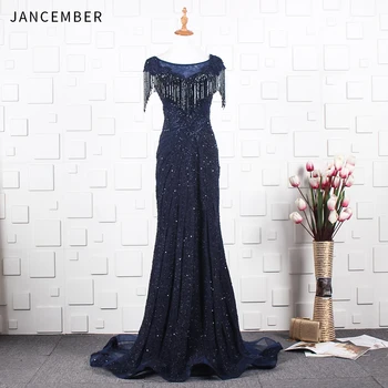 JANCEMBER Luxury evening long dress Beading Crystal Tassel Cap Sleeve Illusion O-Neck Court Train Mermaid vestidos de cerimonia
JANCEMBER Luxury evening long dress Beading Crystal Tassel Cap Sleeve Illusion O-Neck Court Train Mermaid vestidos de cerimonia