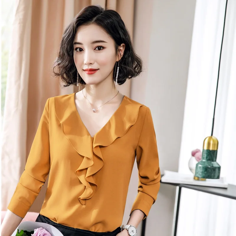 Novelty Gold Women Long Sleeve Blouses and Shirts V-neck 2019 Spring Autumn Office Ladies OL Styles Blouse Female Tops Clothes
Novelty Gold Women Long Sleeve Blouses and Shirts V-neck 2019 Spring Autumn Office Ladies OL Styles Blouse Female Tops Clothes