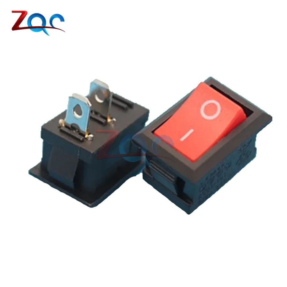 

5pcs KCD1-101 AC 6A 250V 2 Pin ON/OFF I/O SPST Snap in Mini Red Button Boat Rocker Switch 15*21MM