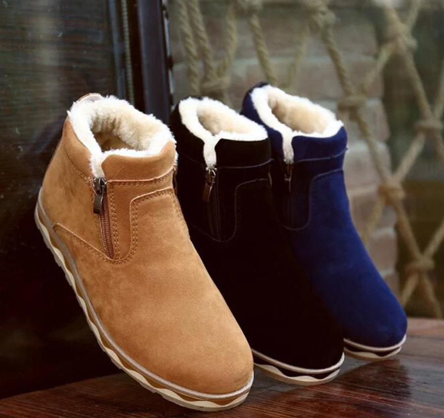 New Warm Snow Boots Men's Casual Korean Version of The Trend Zipper Shoes Students Plus Cotton | Обувь