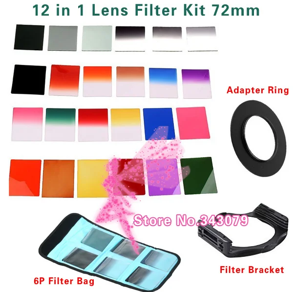 Camera Lens Filter 72mm Gradient Filter Filter Kit ND2 ND4 Adapter Ring 6P Bag Case Camera accessories
Camera Lens Filter 72mm Gradient Filter Filter Kit ND2 ND4 Adapter Ring 6P Bag Case Camera accessories