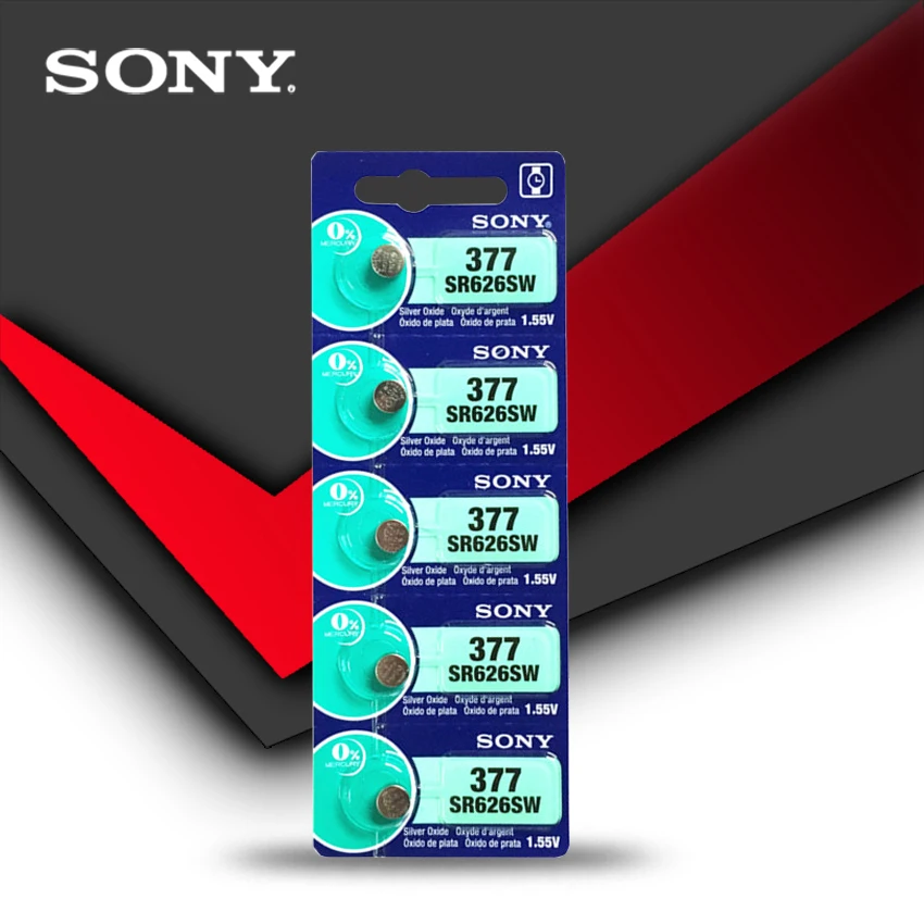 5pc New Sony 100% Original 377 SR626SW SR626 AG4 1.55V Silver Oxide Watch Battery SR626SW 377 Button Coin Cell MADE IN JAPAN
5pc New Sony 100% Original 377 SR626SW SR626 AG4 1.55V Silver Oxide Watch Battery SR626SW 377 Button Coin Cell MADE IN JAPAN