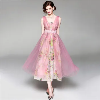 Set Women Pink Mesh Dress And Print Sling Dress Two Piece Sets 2019 New Summer Sleeveless Lace Waist Controlled Long Dress LR156
Set Women Pink Mesh Dress And Print Sling Dress Two Piece Sets 2019 New Summer Sleeveless Lace Waist Controlled Long Dress LR156