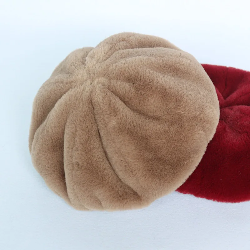 

2018 New Fashion Female hat autumn and winter warm anise cap high quality imitation Rex rabbit Fur Hat thickening Berets