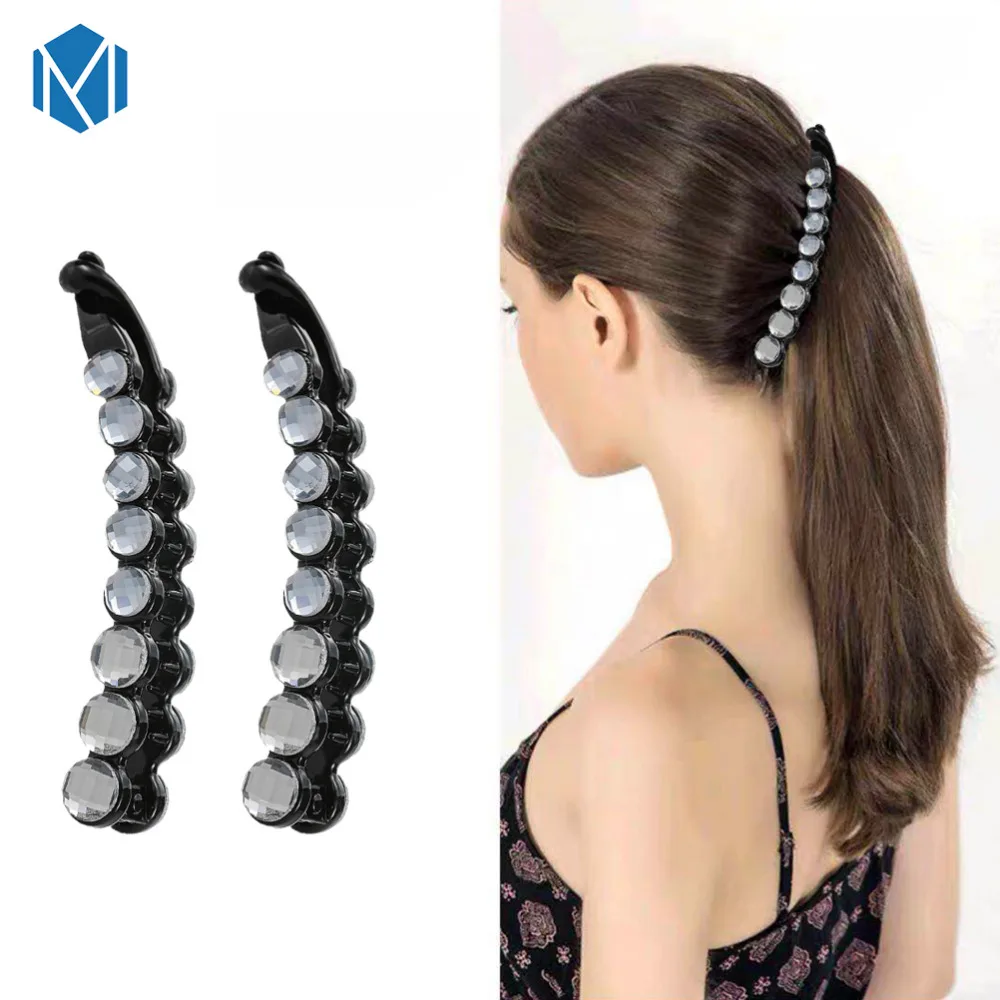 

M MISM 3.8 inch Women Banana Hair Clips Pearl Barrette Cheveux Bling Haarspeldjes Voor Meisjes Festival Long Hair Accessories