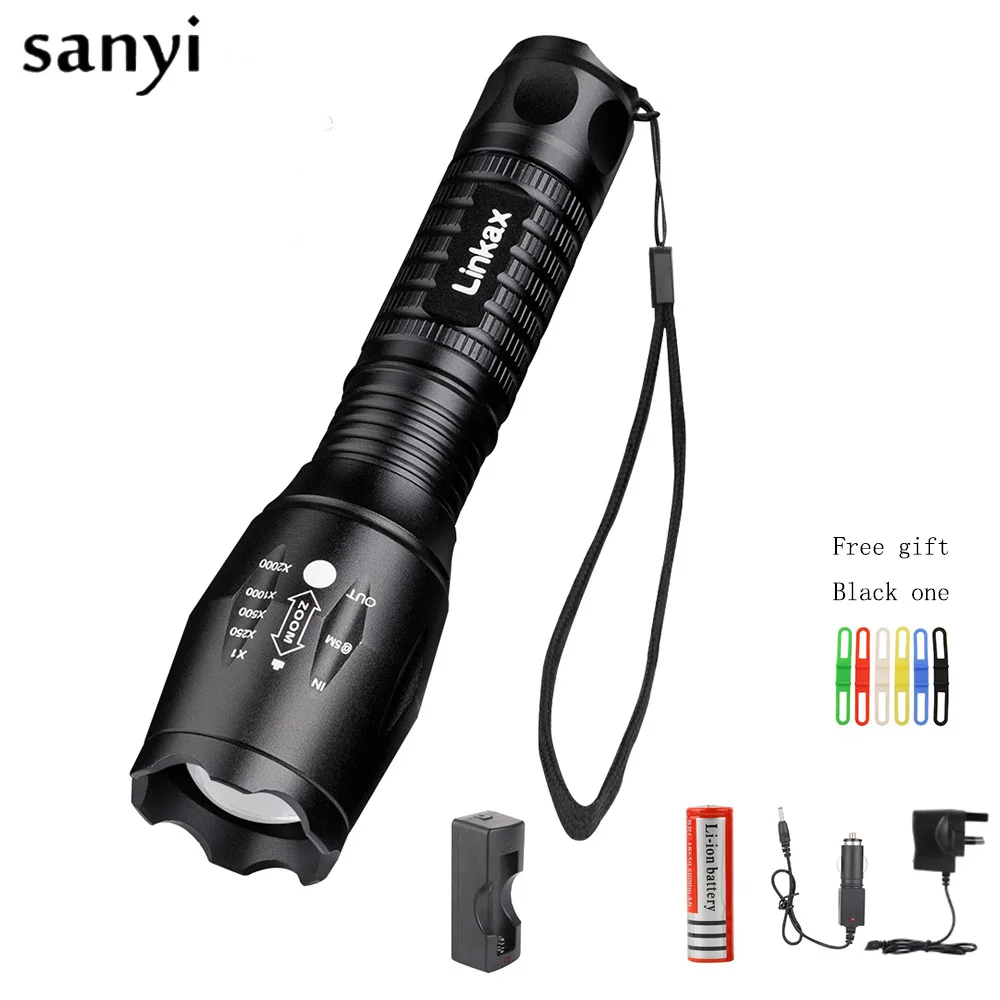 

5 Modes 3800LM Aluminum Waterproof Zoomable T6 LED Flashlight Torch Tactical Light for 18650 Rechargeable Battery or AAA