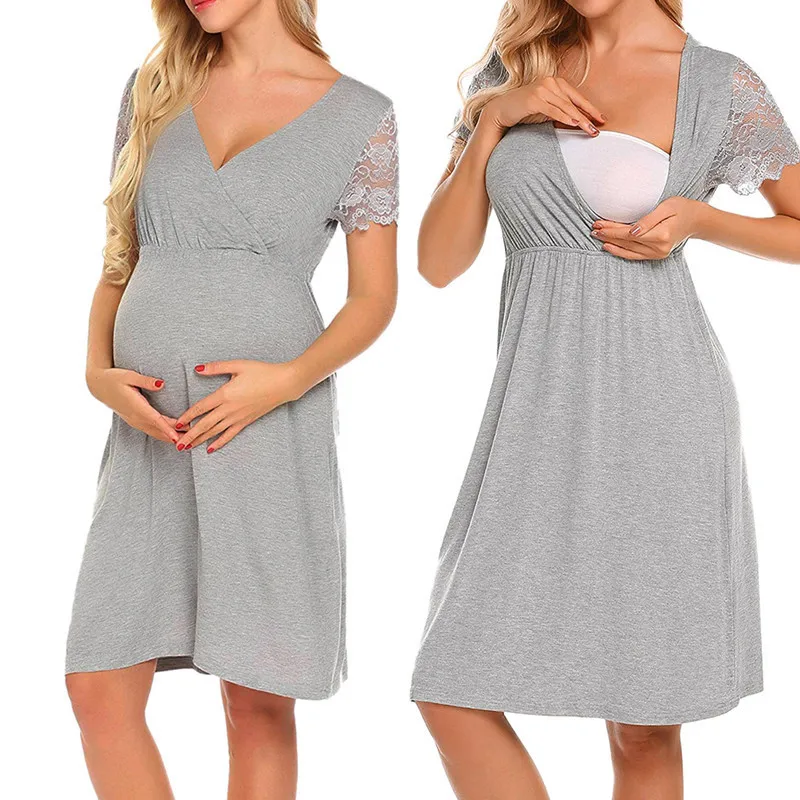 Solid Lucky Lace Summer Women's Maternity Dresses Short Sleeve Stitching Breastfeeding Pregnancy Clothings Pregnant Photography
Solid Lucky Lace Summer Women's Maternity Dresses Short Sleeve Stitching Breastfeeding Pregnancy Clothings Pregnant Photography