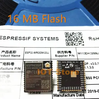 ESP32-WROOM-32U 16MB Flash Memory Wi-Fi+BT+BLE ESP32 Module IPEX antenna connector Espressif Original
ESP32-WROOM-32U 16MB Flash Memory Wi-Fi+BT+BLE ESP32 Module IPEX antenna connector Espressif Original