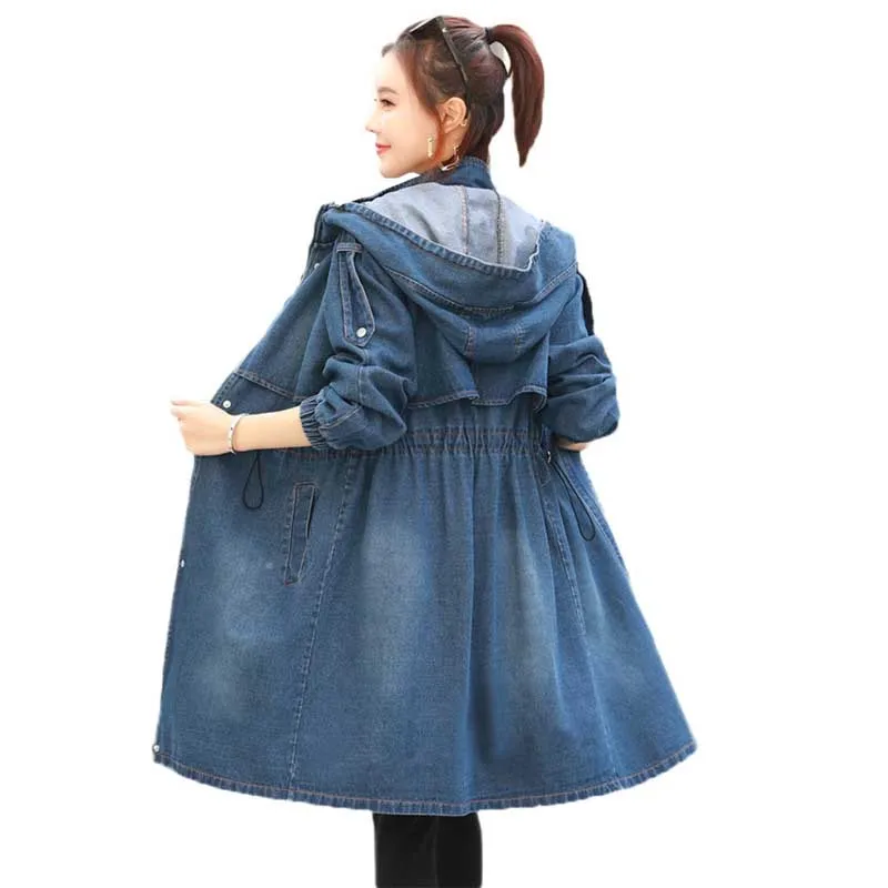Spring Women Denim Windbreaker 2019 New Mid Long Slim Trench Coat Autumn Was Thin Outerwear Hooded Lady Denim Trench Coat JIA36
Spring Women Denim Windbreaker 2019 New Mid Long Slim Trench Coat Autumn Was Thin Outerwear Hooded Lady Denim Trench Coat JIA36