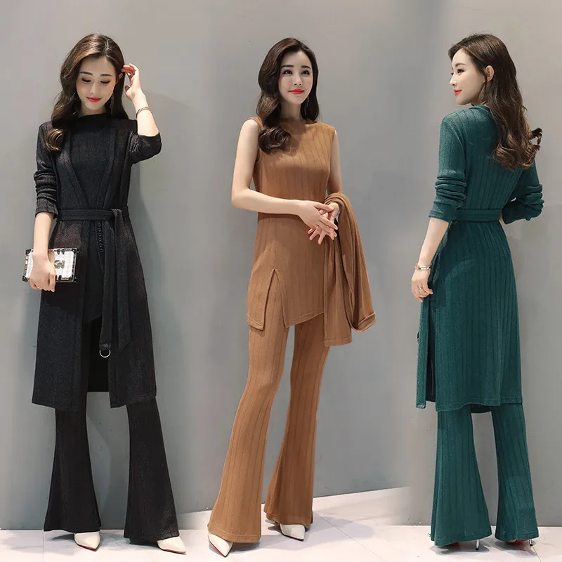 new fashion long-sleeved cardigan suit female Korean version of the slim slimming temperament small shirt trousers three-piece
new fashion long-sleeved cardigan suit female Korean version of the slim slimming temperament small shirt trousers three-piece