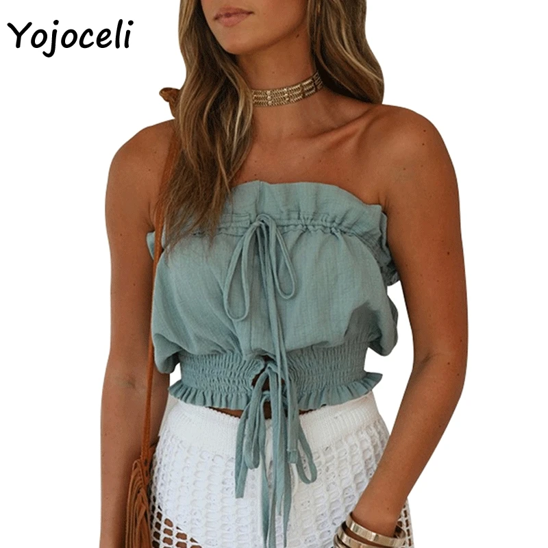 Yojoceli off shoulder bow blouses shirt women 2019 summer ruffle cropped tops streetwear female blusas shirt
Yojoceli off shoulder bow blouses shirt women 2019 summer ruffle cropped tops streetwear female blusas shirt