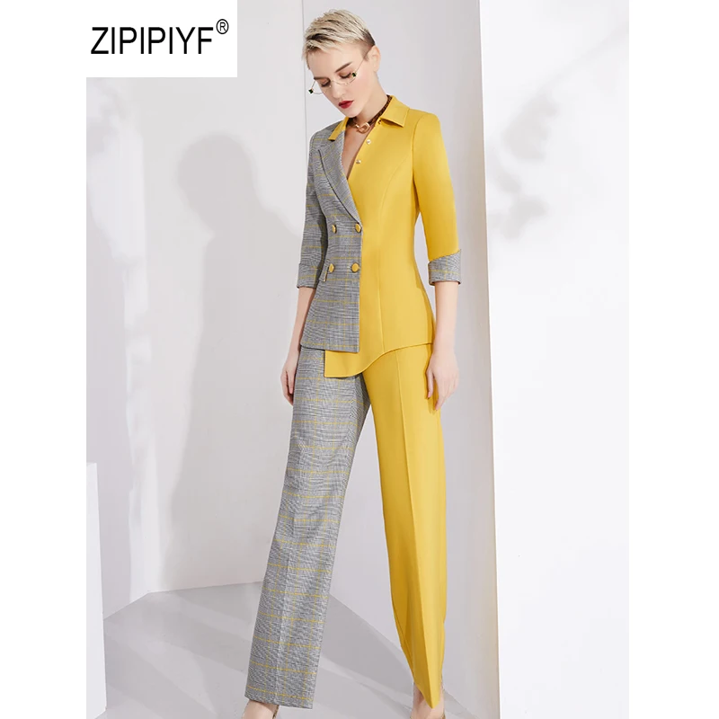 Original 2 Pieces Set Business Suits plaid Patchwork contrast pattern Irregular Blazers Women Work Office Trouser Suit AB416
Original 2 Pieces Set Business Suits plaid Patchwork contrast pattern Irregular Blazers Women Work Office Trouser Suit AB416