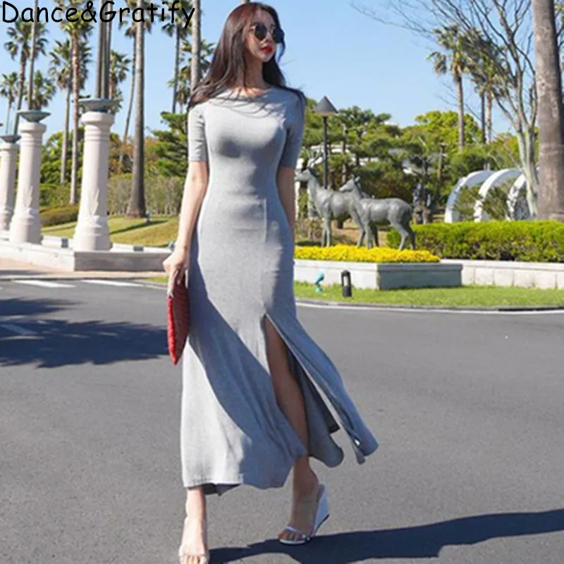New High Street Women Summer Long Maxi Split Casual Dress 2019 Gray Elastic Modal Cotton Slim Chic Dresses
New High Street Women Summer Long Maxi Split Casual Dress 2019 Gray Elastic Modal Cotton Slim Chic Dresses