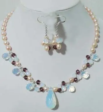 Noblest Genuine opal stone pearl necklace earring set Wonderful Nobility Fine Wedding Jewelry Lucky Women's 925 silver
Noblest Genuine opal stone pearl necklace earring set Wonderful Nobility Fine Wedding Jewelry Lucky Women's 925 silver