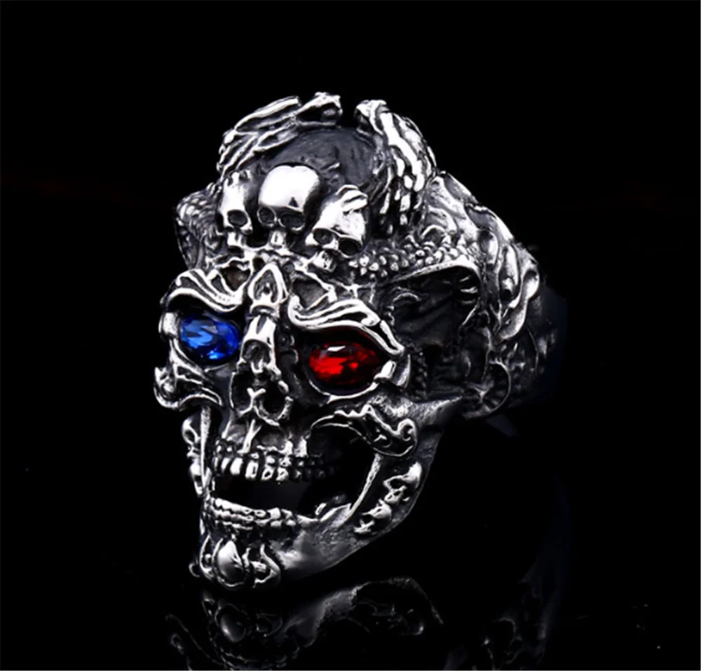 Men's Skull Ring Gothic Punk Biker Rider Red/Blue Eyes Ring Vintage Big Skeleton Finger Band Rings Men Jewelry
Men's Skull Ring Gothic Punk Biker Rider Red/Blue Eyes Ring Vintage Big Skeleton Finger Band Rings Men Jewelry