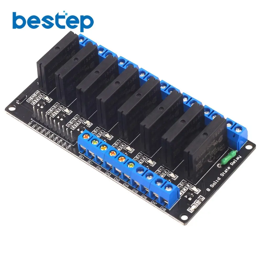 8 Channel Solid State Relay Module Low Level Trigger DC-AC/DC-DC 250V 2A Output with Resistive Fuse 5V 12V 24V 3-24V
8 Channel Solid State Relay Module Low Level Trigger DC-AC/DC-DC 250V 2A Output with Resistive Fuse 5V 12V 24V 3-24V