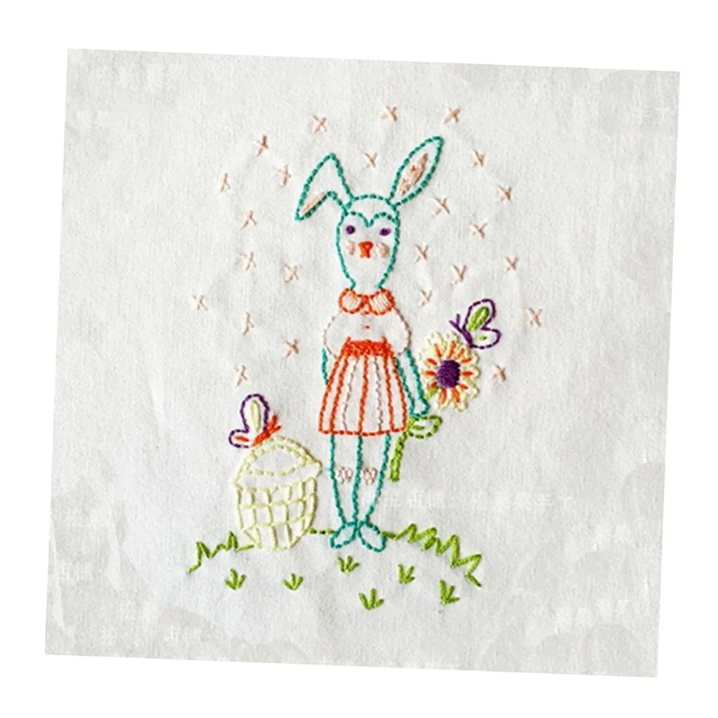Embroidery Kit, Cartoon Hand Embroidery Cross Stitch Starter Needlepoint Crafts Kit with Cloth,Threads and Tools for Home Decor