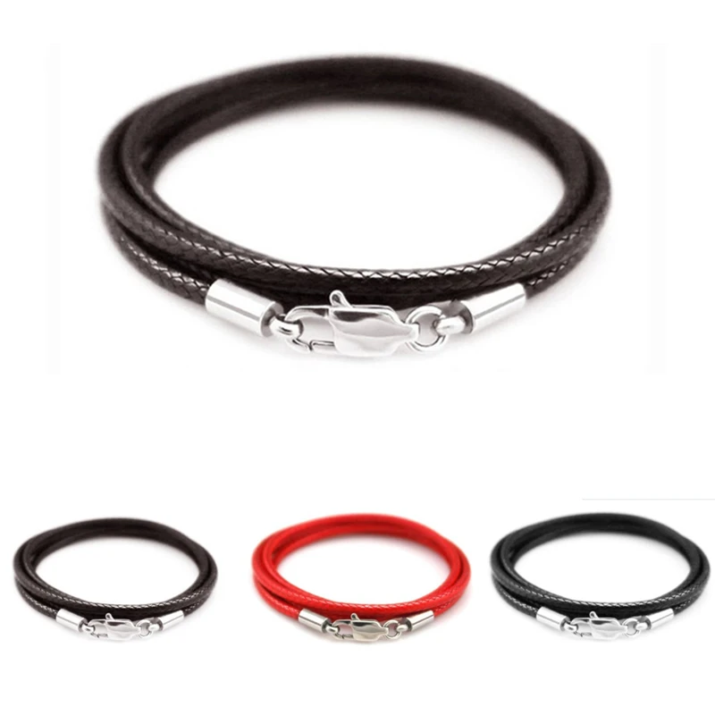 3pcs Braided Wax Rope Necklace Chain Black Round PU Leather Cord Stainless Steel Lobster Clasp Rope Chain 1.5MM 2MM 3MM Handmade
3pcs Braided Wax Rope Necklace Chain Black Round PU Leather Cord Stainless Steel Lobster Clasp Rope Chain 1.5MM 2MM 3MM Handmade