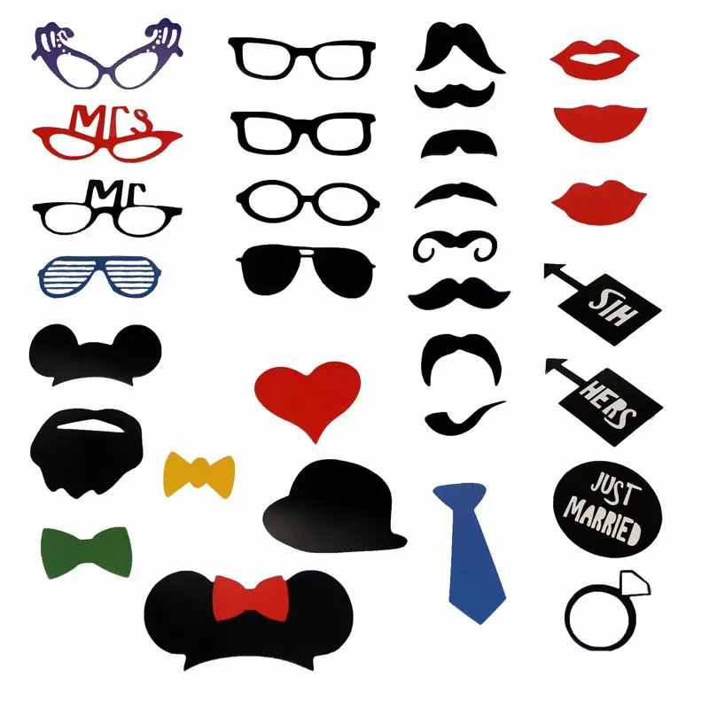 Image New 31pcs Set Mustache On A Stick Wedding Party Photo Booth Props Photobooth Funny Masks Bridesmaid Gifts For Wedding Decoration