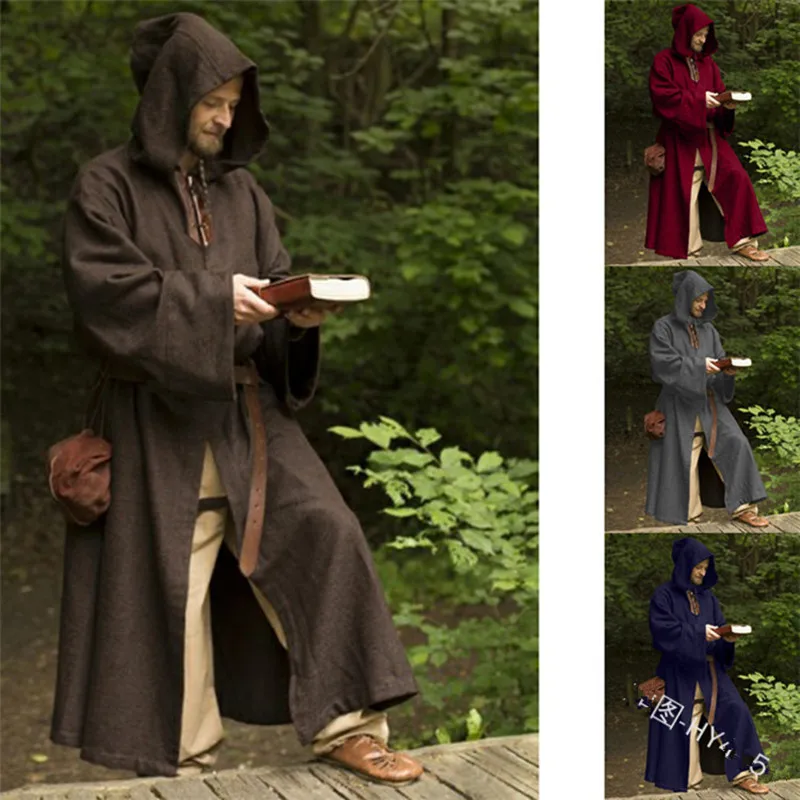 Mens Fashion Renaissance Medieval Cosplay Hooded Robes Loose Viking Cape Coat Solid Color Vintage Cosplay Costume M-XXXL
Mens Fashion Renaissance Medieval Cosplay Hooded Robes Loose Viking Cape Coat Solid Color Vintage Cosplay Costume M-XXXL
