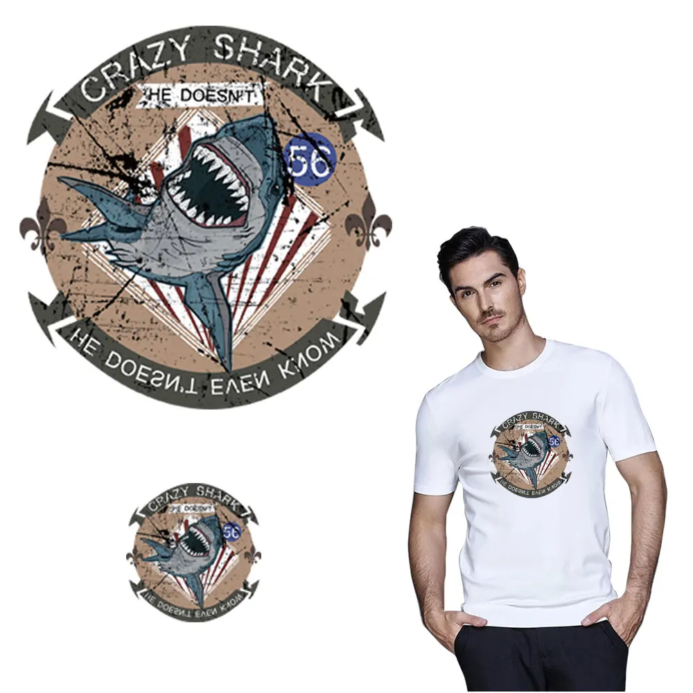 Iron on patches clothes stickers for T-shirt crazy shark heat transfers patch for clothing by household irons washable
Iron on patches clothes stickers for T-shirt crazy shark heat transfers patch for clothing by household irons washable