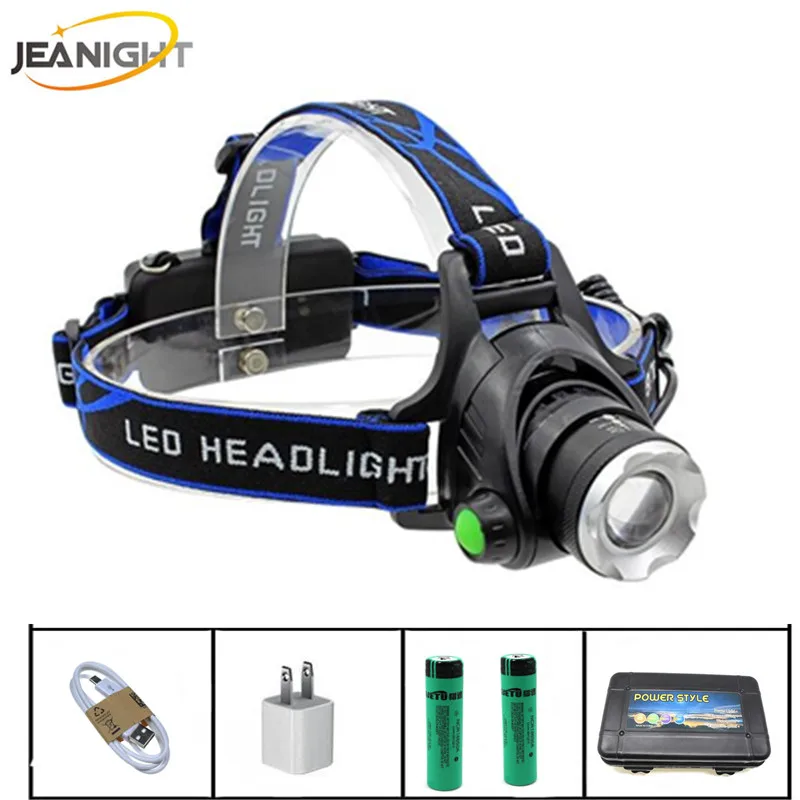 Jeanight Micro USB Сенсор фара 5000LM Cree XML-L2 XM-L T6 светодио дный фары Масштабируемые фар