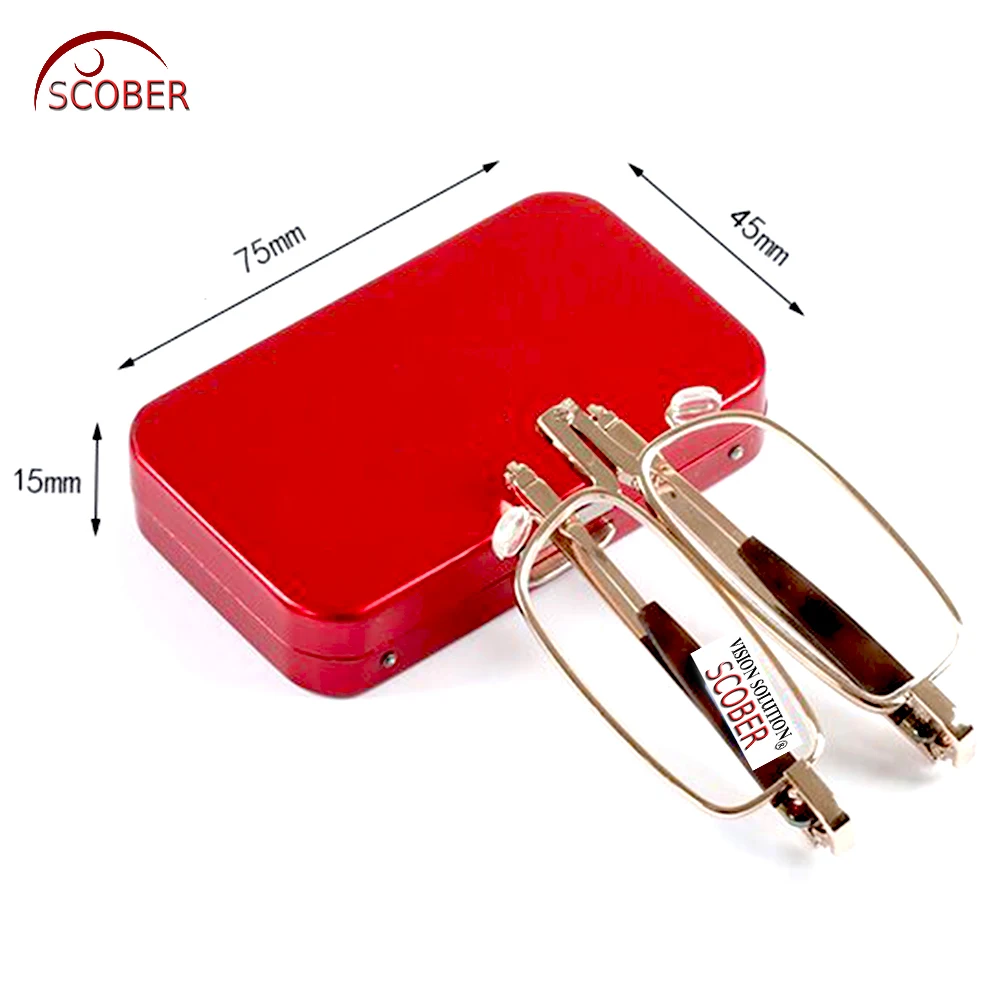 = SCOBER = Steel case slim narrow portable folding golden metal frame reading glasses +1 +1.5 +2 +2.5 +3 +3.5 +4
= SCOBER = Steel case slim narrow portable folding golden metal frame reading glasses +1 +1.5 +2 +2.5 +3 +3.5 +4