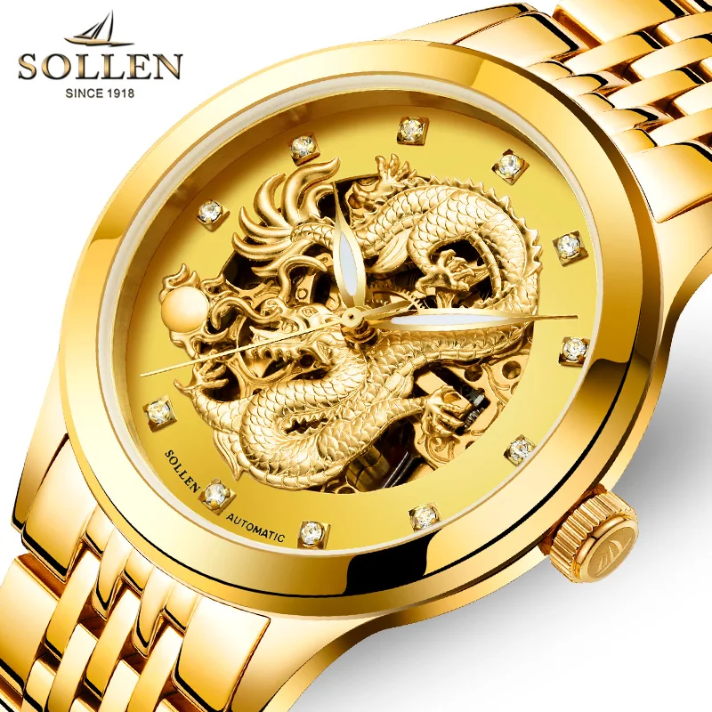 2017 Top Brand SOLLEN Full Steel Mechanical Watches Luxury Men Sport Watch Gold Clock Mens Calendar Automatic Wristwatch Hodinky
2017 Top Brand SOLLEN Full Steel Mechanical Watches Luxury Men Sport Watch Gold Clock Mens Calendar Automatic Wristwatch Hodinky