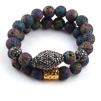 Free Shipping Energy Bracelets Beautiful Fashion Handmake Paved Lava Stone Oval Pave Bracelet 2pc Set
Free Shipping Energy Bracelets Beautiful Fashion Handmake Paved Lava Stone Oval Pave Bracelet 2pc Set