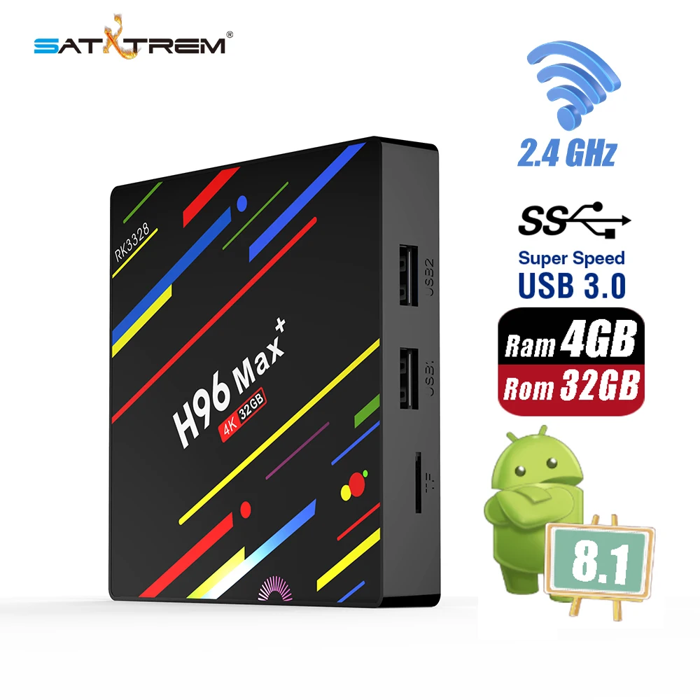H96 MAX Plus 4G+32G Android8.1 RK3328 Quad-Core 64bit WiFi 2.4G Support USB3.0 YouTube skype 3D 4K HD H.265 Media Player
H96 MAX Plus 4G+32G Android8.1 RK3328 Quad-Core 64bit WiFi 2.4G Support USB3.0 YouTube skype 3D 4K HD H.265 Media Player